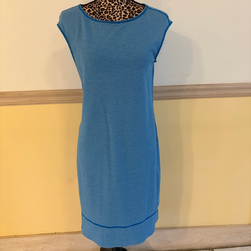 Tommy Bahama Reversible Blue Striped Sleeveless Knit Sheath Dress Beach Cover Up - Picture 4 of 5